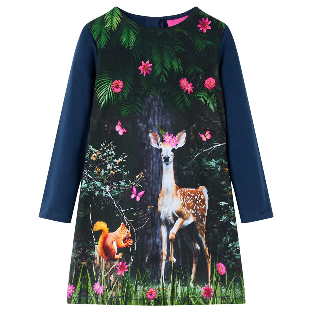 VidaXL robe enfant à manches longues 116 bleu marine