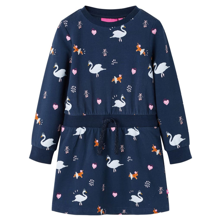 VidaXL robe enfant à manches longues 128 bleu marine