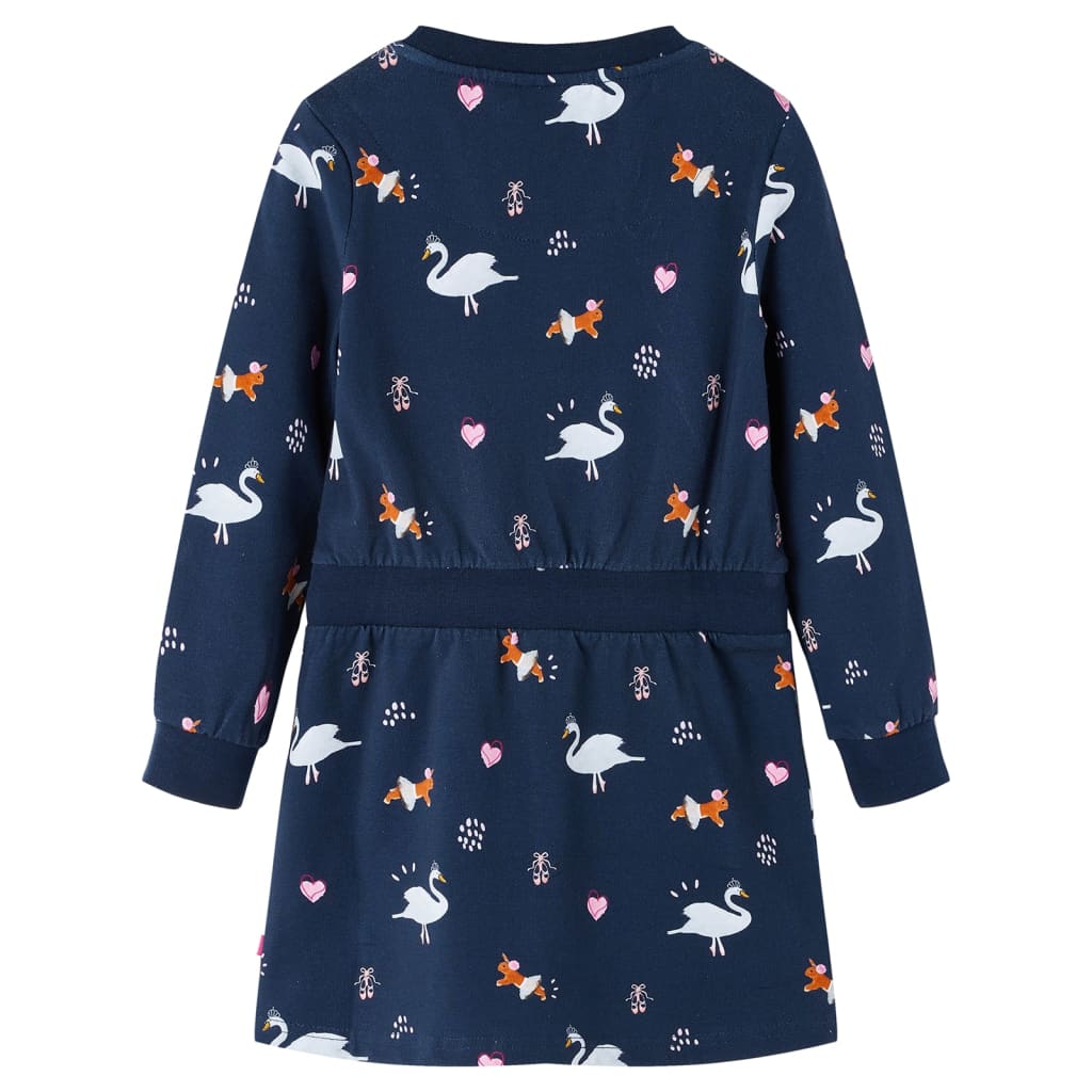 VidaXL robe enfant à manches longues 128 bleu marine