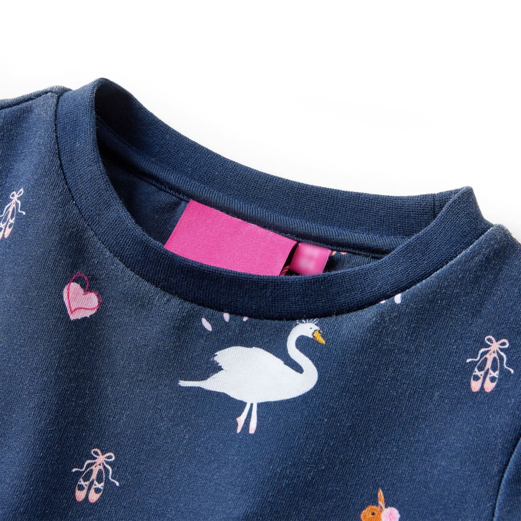 VidaXL robe enfant à manches longues 128 bleu marine