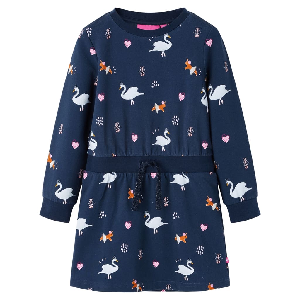 VidaXL robe enfant à manches longues 140 bleu marine