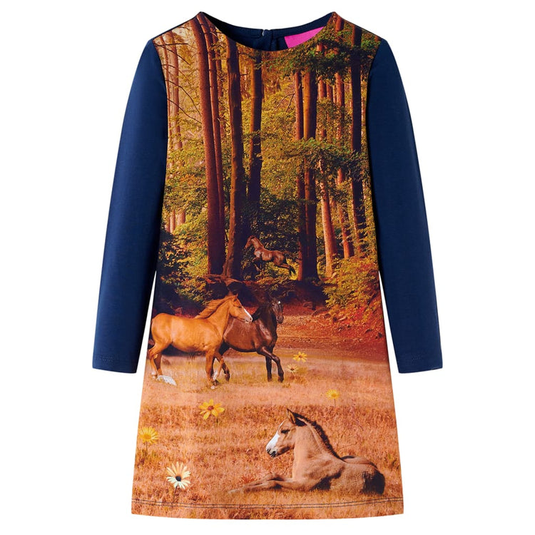 VidaXL robe enfant à manches longues 104 bleu marine