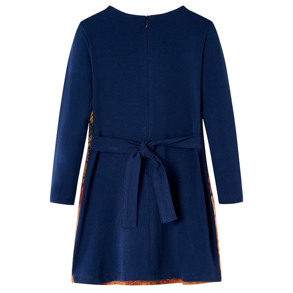 VidaXL robe enfant à manches longues 128 bleu marine