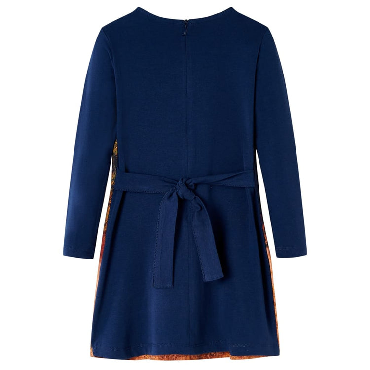 VidaXL robe enfant à manches longues 128 bleu marine