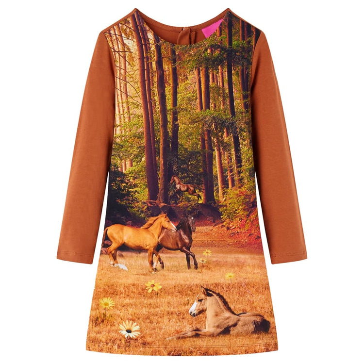 VidaXL robe enfant à manches longues 116 couleur cognac