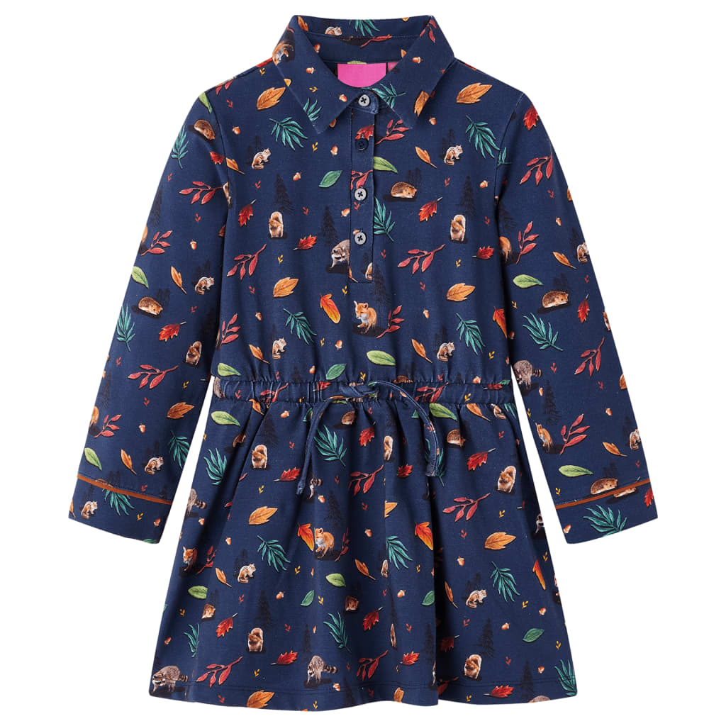 VidaXL robe enfant à manches longues 116 bleu marine