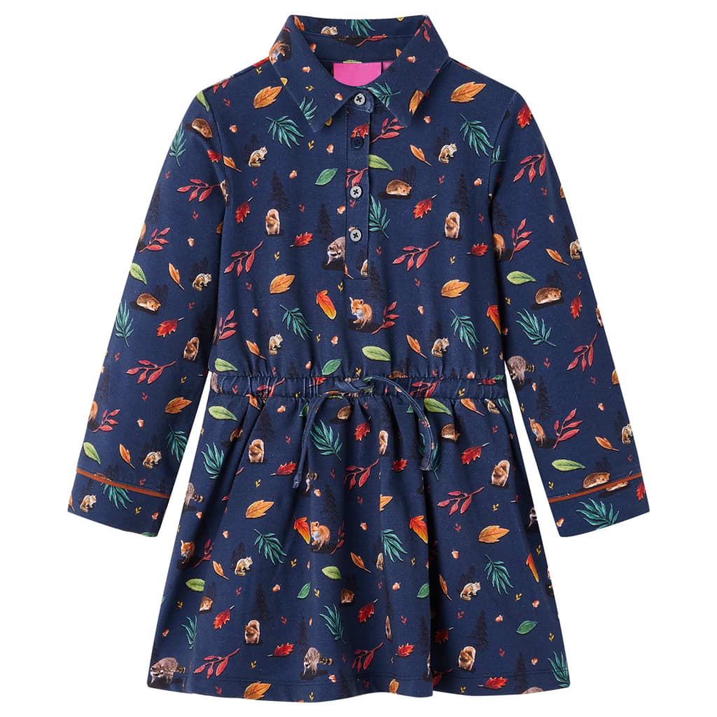 VidaXL robe enfant à manches longues 140 bleu marine