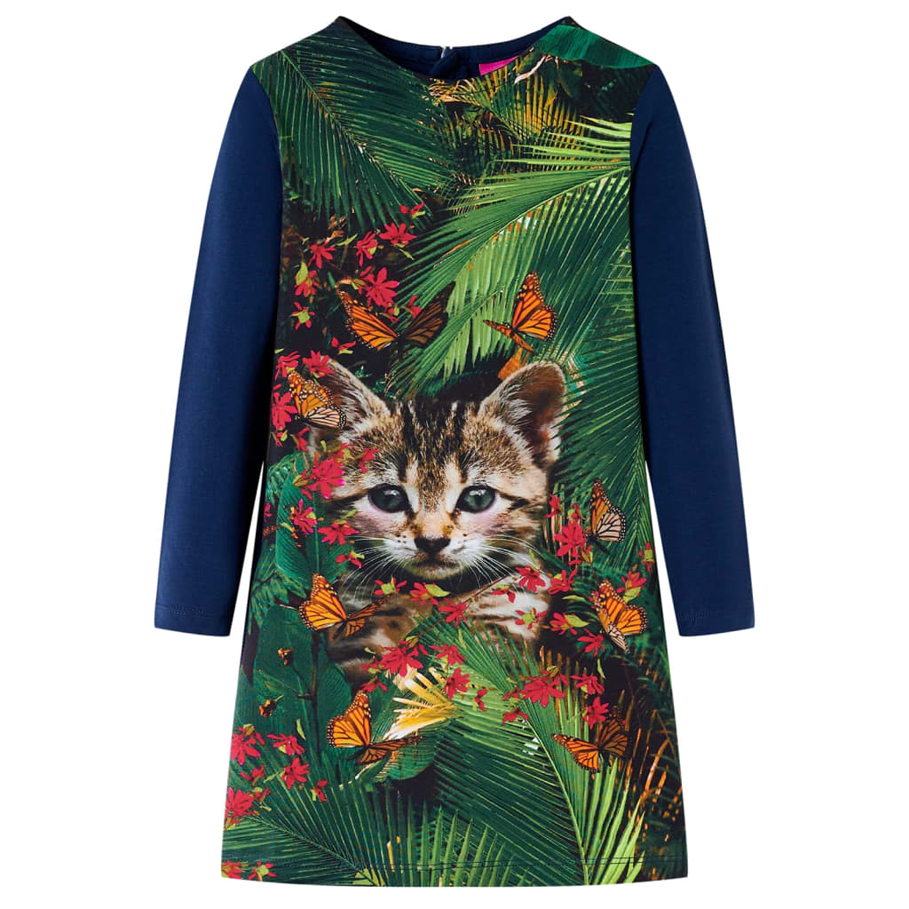 VidaXL robe enfant à manches longues 104 bleu marine