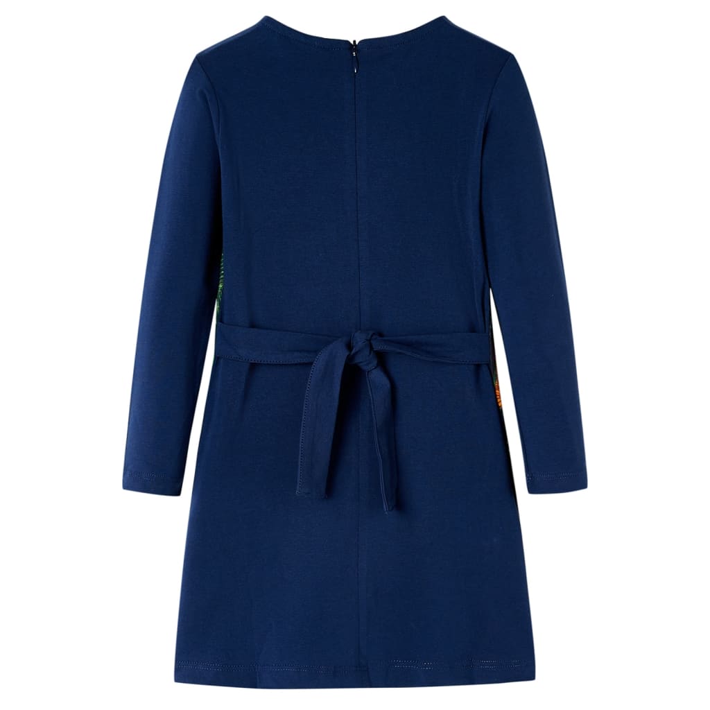 VidaXL robe enfant à manches longues 128 bleu marine