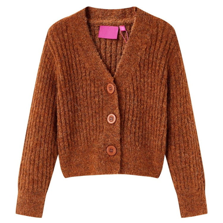 VidaXL cardigan enfant tricoté 92 couleur cognac