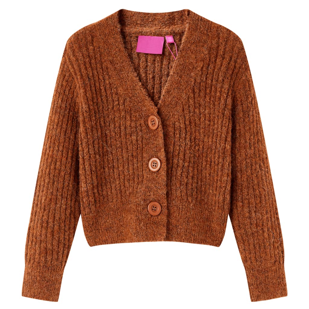 Vidaxl cardigan enfant tricoté 104 couleur cognac