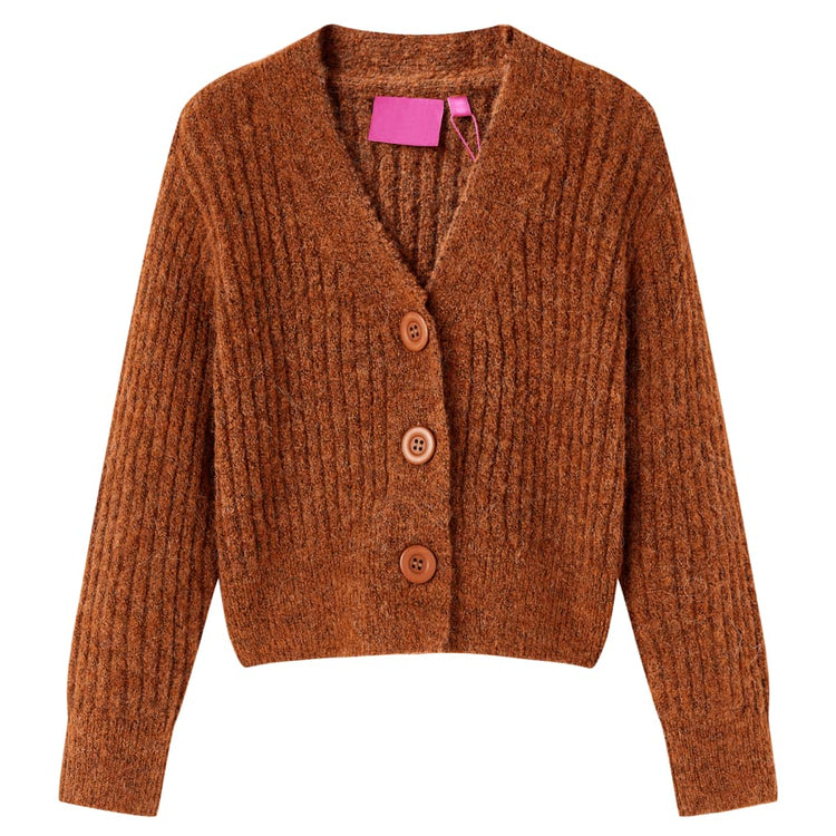 Vidaxl cardigan enfant tricoté 104 couleur cognac