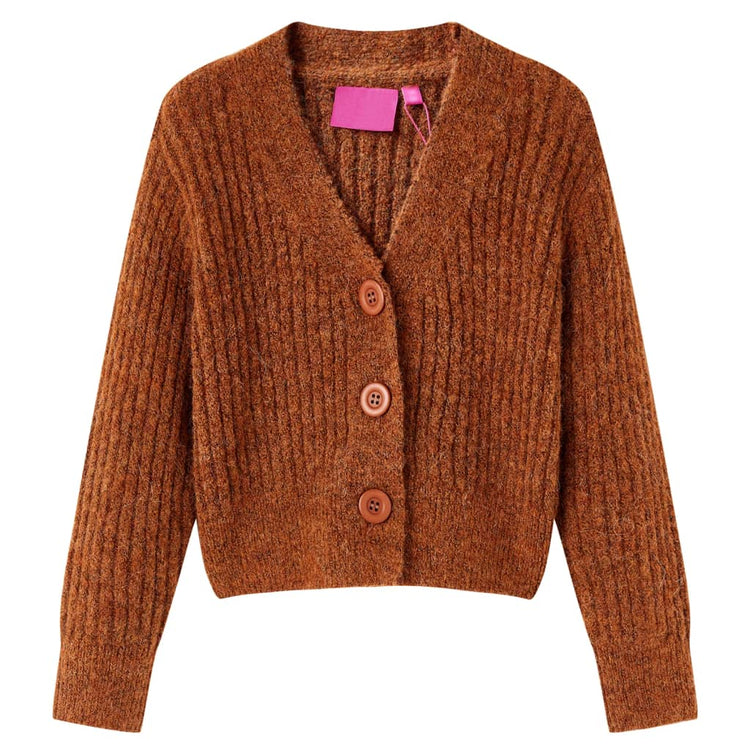 VidaXL cardigan enfant tricoté 128 couleur cognac