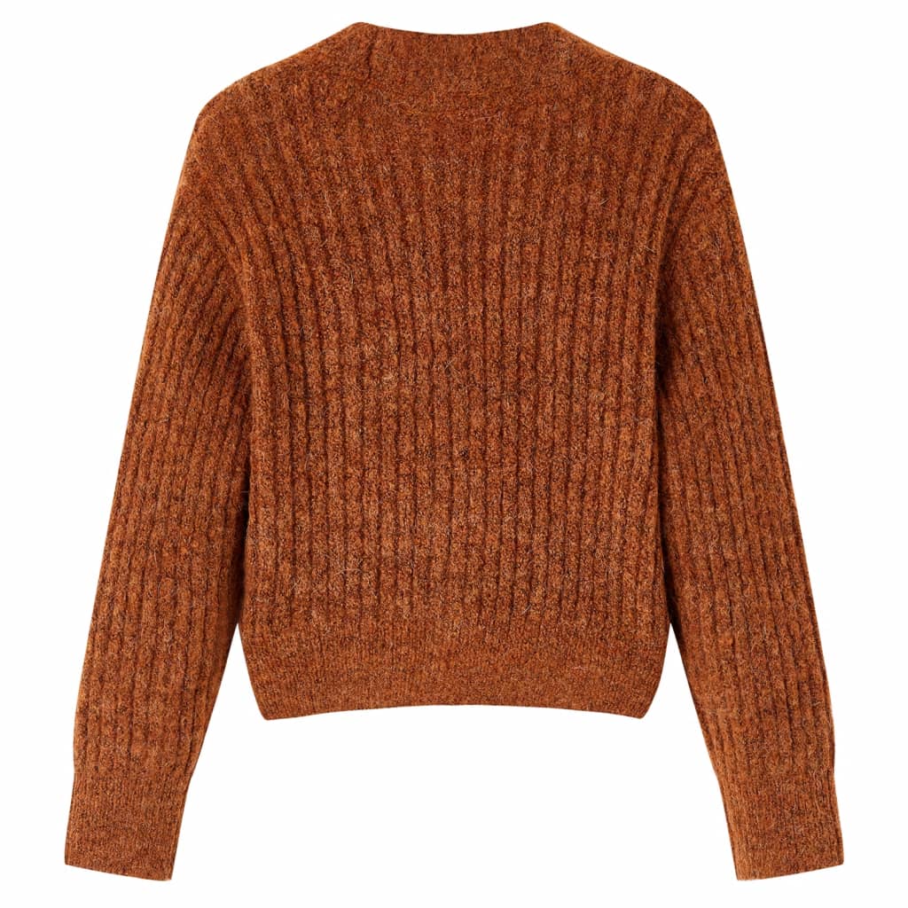 VidaXL cardigan enfant tricoté 128 couleur cognac