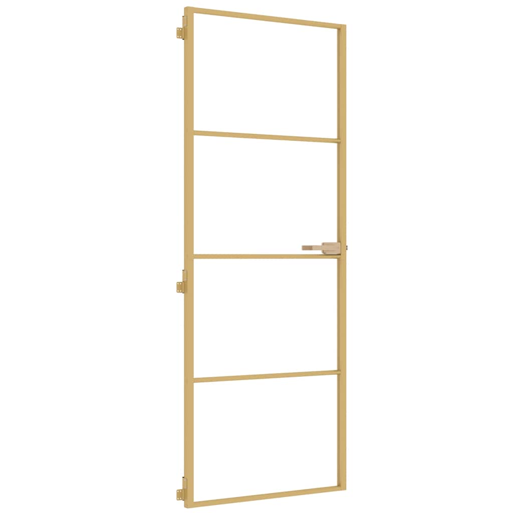 Vidaxl Porte intérieure étroite 76x201,5 cm Verre durci et couleur or en aluminium