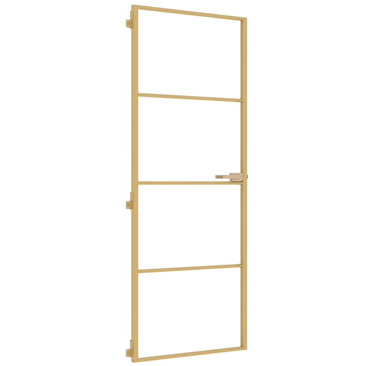 Vidaxl Porte intérieure étroite 76x201,5 cm Verre durci et couleur or en aluminium