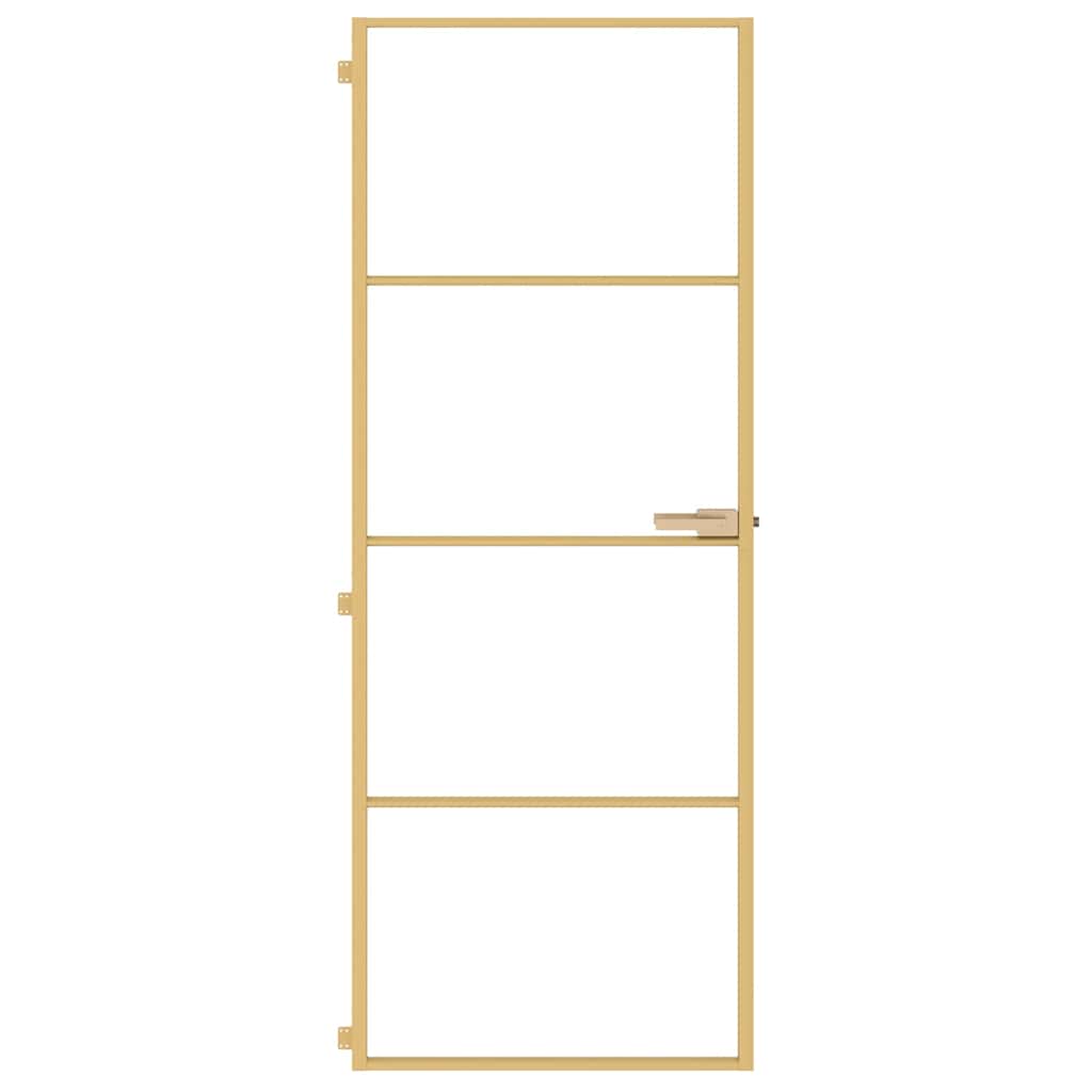 Vidaxl Porte intérieure étroite 76x201,5 cm Verre durci et couleur or en aluminium