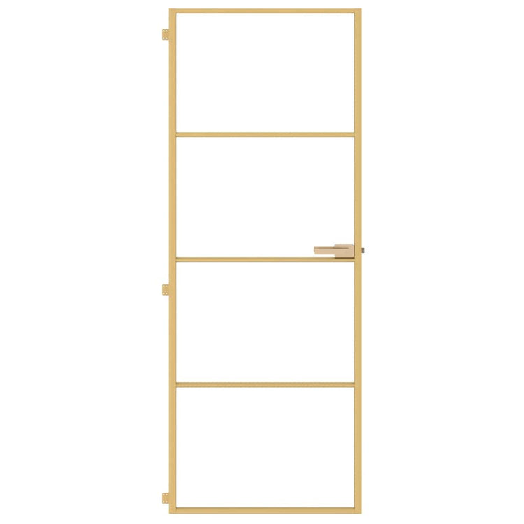 Vidaxl Porte intérieure étroite 76x201,5 cm Verre durci et couleur or en aluminium