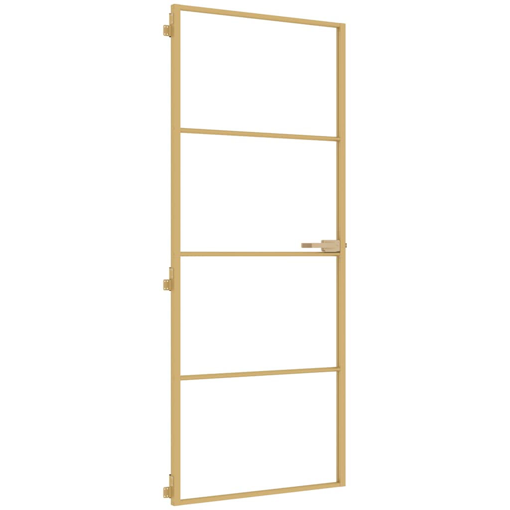 Vidaxl Porte intérieure étroite 83x201,5 cm Verre durci et couleur or en aluminium