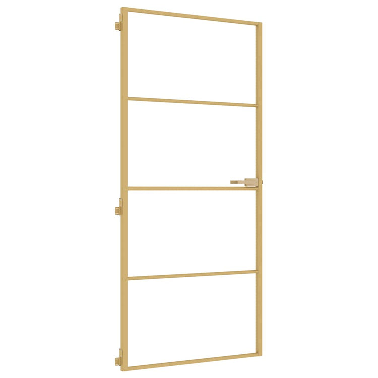 Vidaxl Porte intérieure étroite 93x201,5 cm Verre durci et couleur or en aluminium