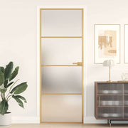 Vidaxl Porte intérieure étroite 76x201,5 cm Verre durci et couleur or en aluminium - afbeelding 1