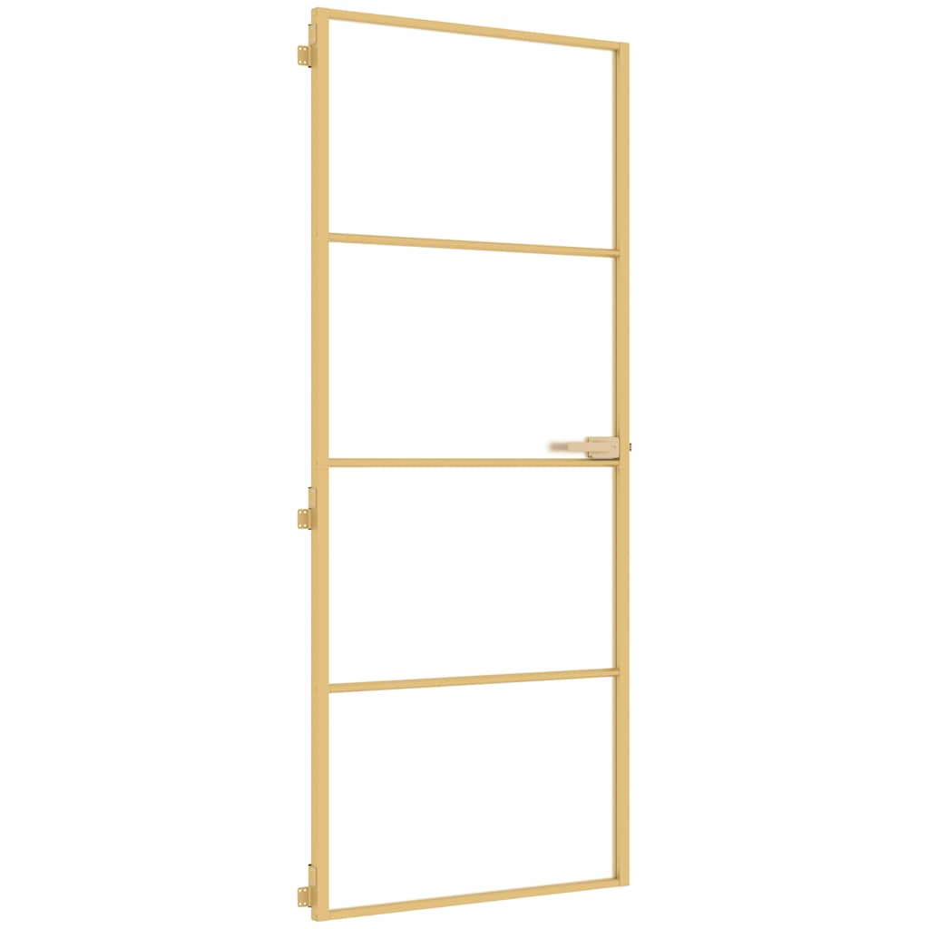 Vidaxl Porte intérieure étroite 83x201,5 cm Verre durci et couleur or en aluminium