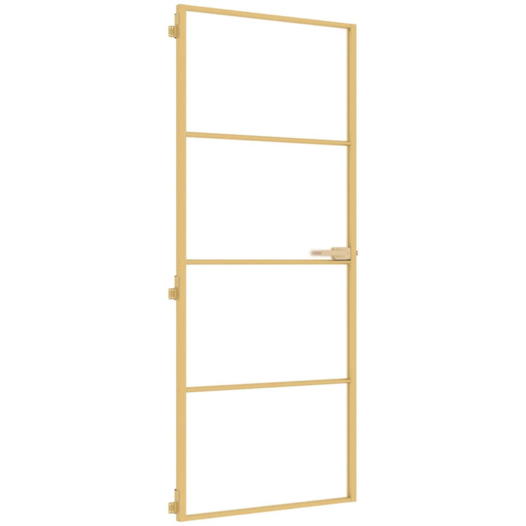 Vidaxl Porte intérieure étroite 83x201,5 cm Verre durci et couleur or en aluminium