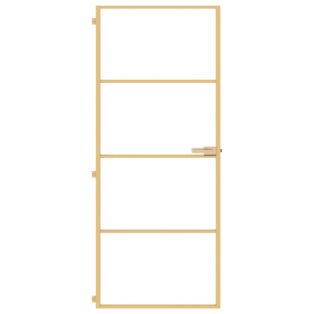 Vidaxl Porte intérieure étroite 83x201,5 cm Verre durci et couleur or en aluminium