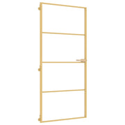Vidaxl Porte intérieure étroite 93x201,5 cm Verre durci et couleur or en aluminium - afbeelding 2
