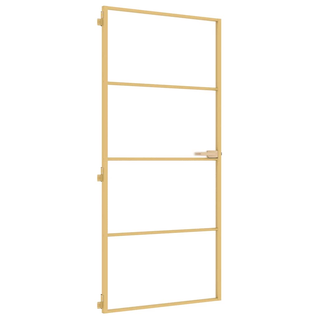 Vidaxl Porte intérieure étroite 93x201,5 cm Verre durci et couleur or en aluminium