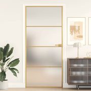 Vidaxl Porte intérieure étroite 93x201,5 cm Verre durci et couleur or en aluminium - afbeelding 1