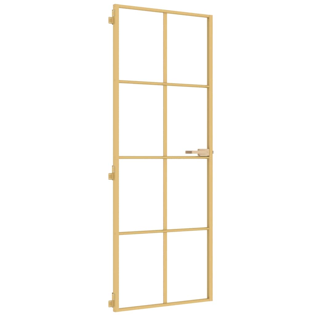 Vidaxl Porte intérieure étroite 76x201,5 cm Verre durci et couleur or en aluminium