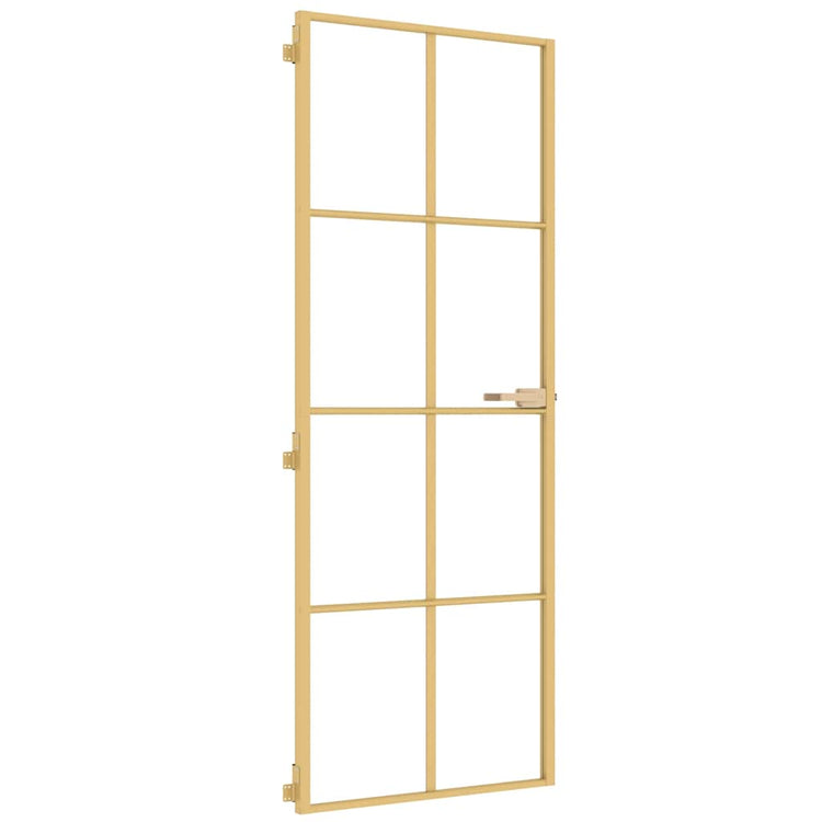 Vidaxl Porte intérieure étroite 76x201,5 cm Verre durci et couleur or en aluminium