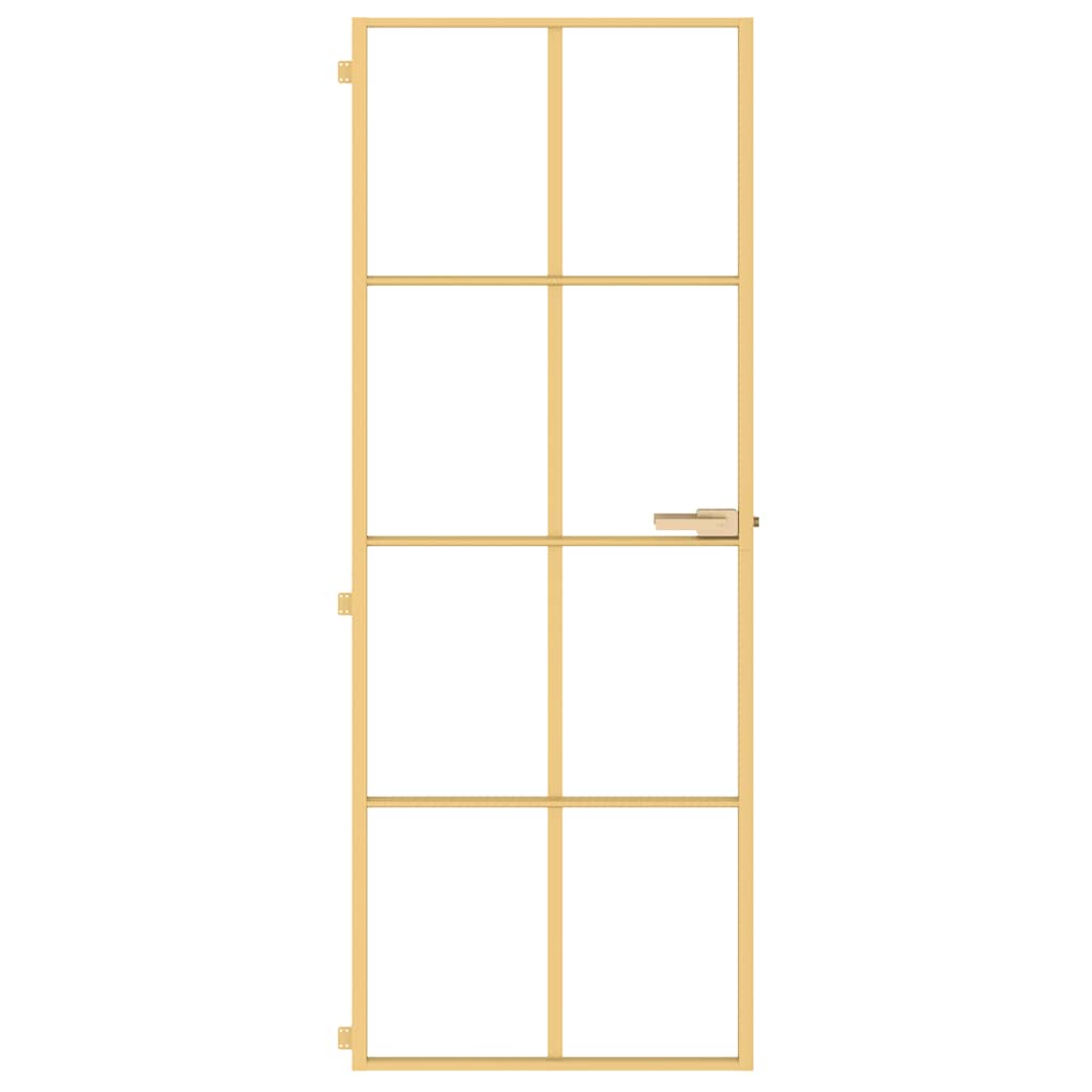 Vidaxl Porte intérieure étroite 76x201,5 cm Verre durci et couleur or en aluminium