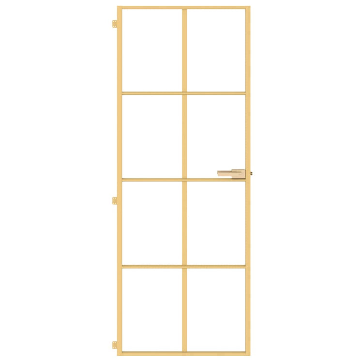 Vidaxl Porte intérieure étroite 76x201,5 cm Verre durci et couleur or en aluminium