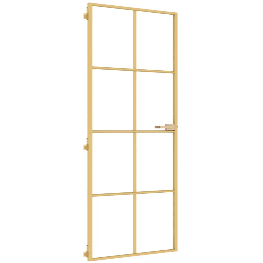 Vidaxl Porte intérieure étroite 83x201,5 cm Verre durci et couleur or en aluminium