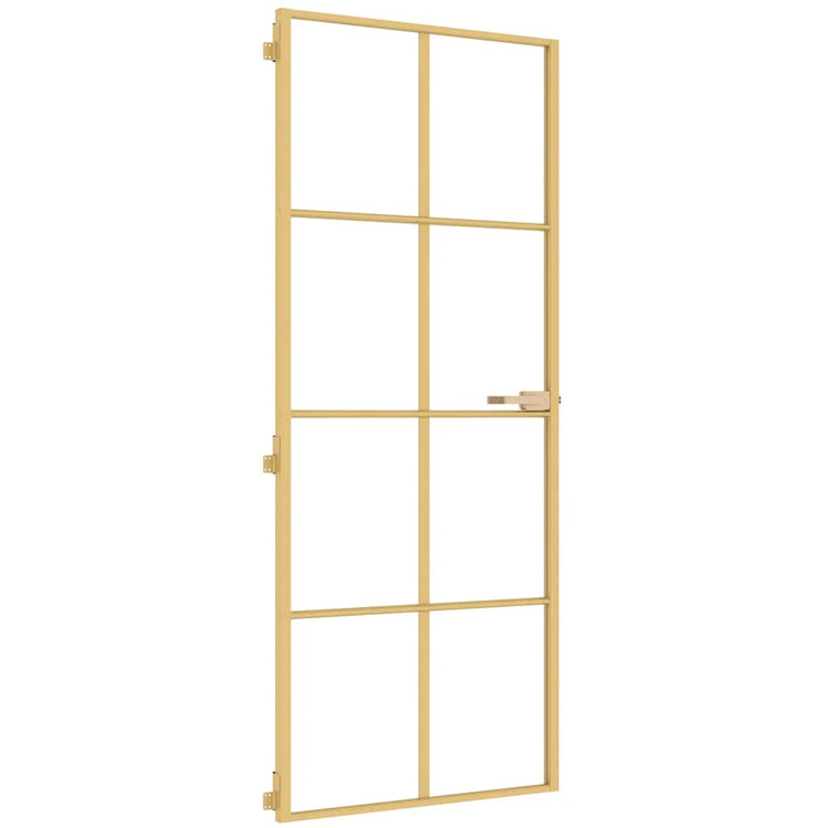 Vidaxl Porte intérieure étroite 83x201,5 cm Verre durci et couleur or en aluminium