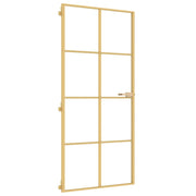 Vidaxl Porte intérieure étroite 93x201,5 cm Verre durci et couleur or en aluminium - afbeelding 2