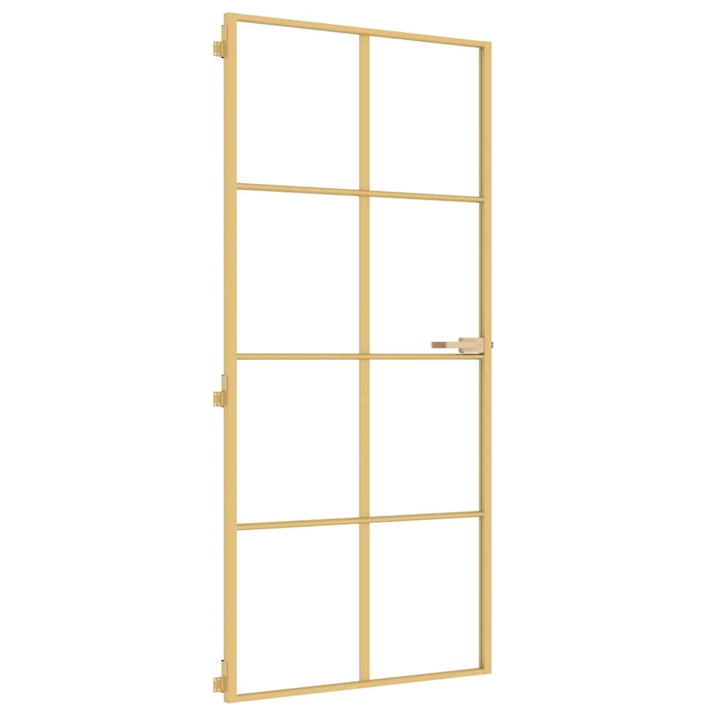Vidaxl Porte intérieure étroite 93x201,5 cm Verre durci et couleur or en aluminium