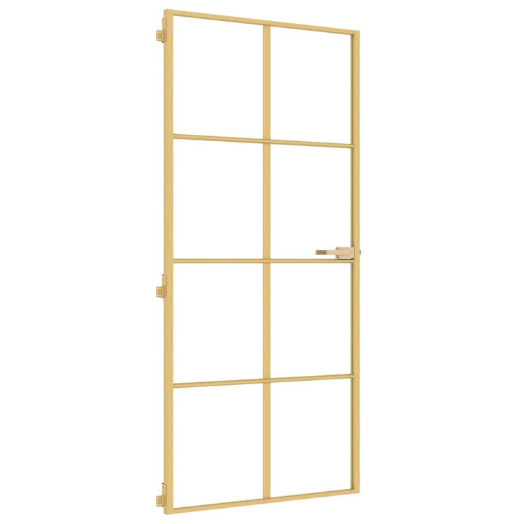 Vidaxl Porte intérieure étroite 93x201,5 cm Verre durci et couleur or en aluminium
