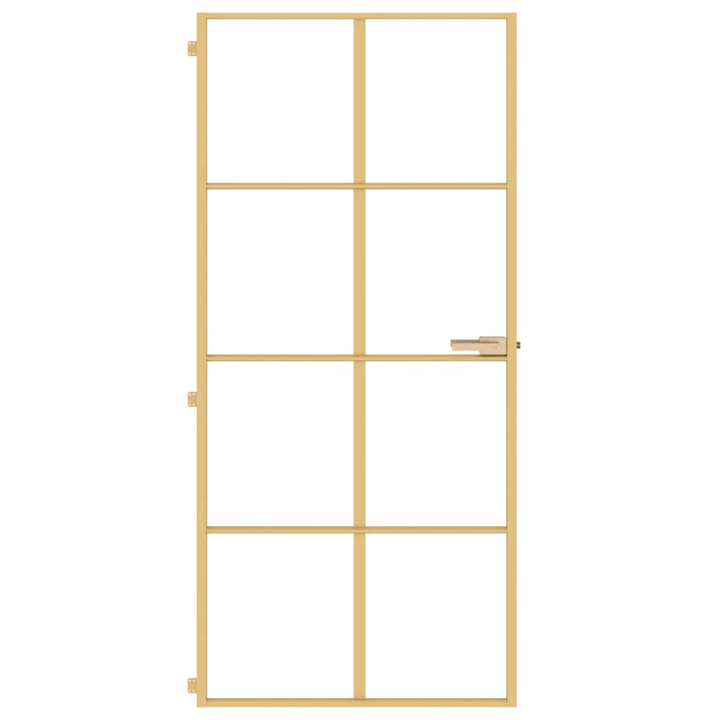 Vidaxl Porte intérieure étroite 93x201,5 cm Verre durci et couleur or en aluminium