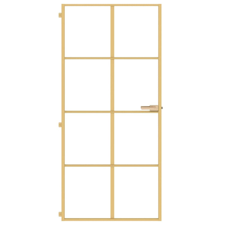 Vidaxl Porte intérieure étroite 93x201,5 cm Verre durci et couleur or en aluminium