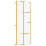 Vidaxl Porte intérieure étroite 76x201,5 cm Verre durci et couleur or en aluminium - afbeelding 2