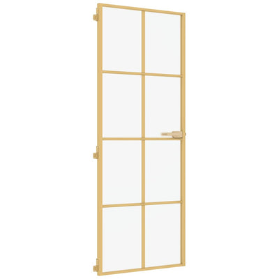 Vidaxl Porte intérieure étroite 76x201,5 cm Verre durci et couleur or en aluminium