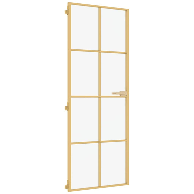 Vidaxl Porte intérieure étroite 76x201,5 cm Verre durci et couleur or en aluminium