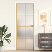 Vidaxl Porte intérieure étroite 76x201,5 cm Verre durci et couleur or en aluminium - afbeelding 1