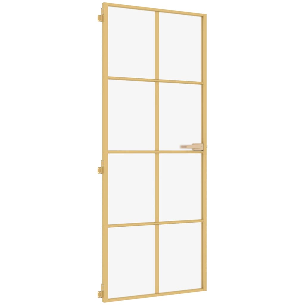 Vidaxl Porte intérieure étroite 93x201,5 cm Verre durci et couleur or en aluminium