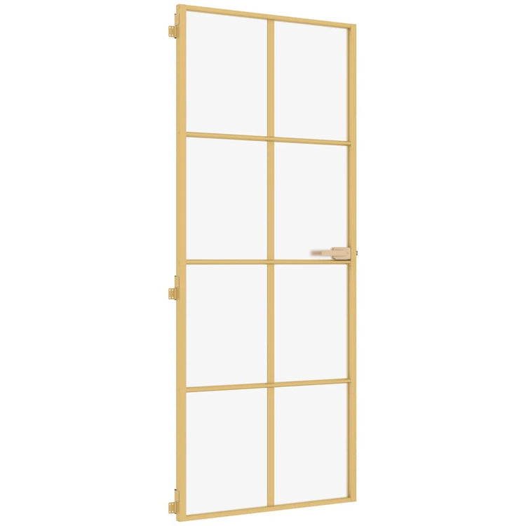 Vidaxl Porte intérieure étroite 93x201,5 cm Verre durci et couleur or en aluminium