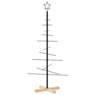 Vidaxl Christmas Decoration Tree de Noël avec base en bois 120 cm en métal noir