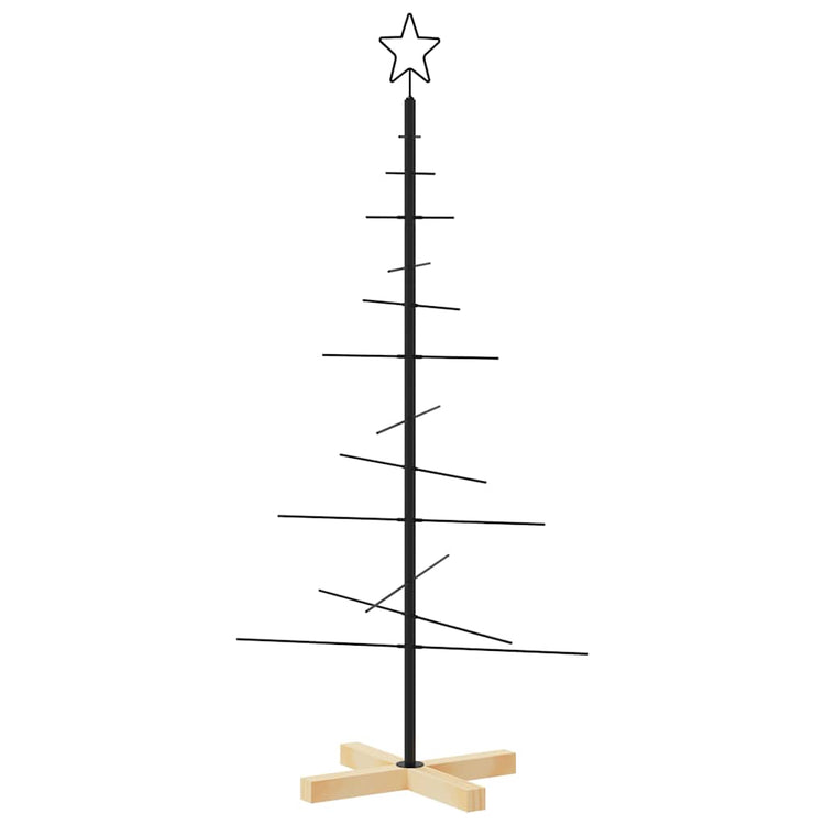 Vidaxl Christmas Decoration Tree de Noël avec base en bois 120 cm en métal noir